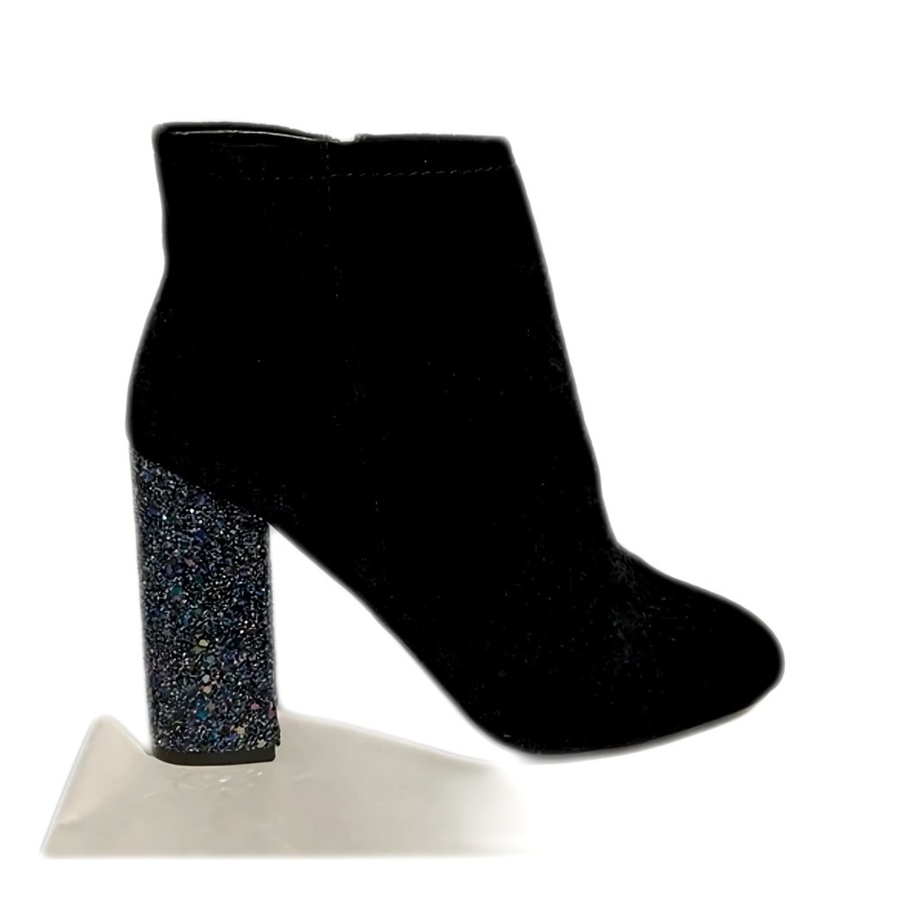 NWT Call It Spring Talcahuano Black Velvet Glitter Heel Boots​